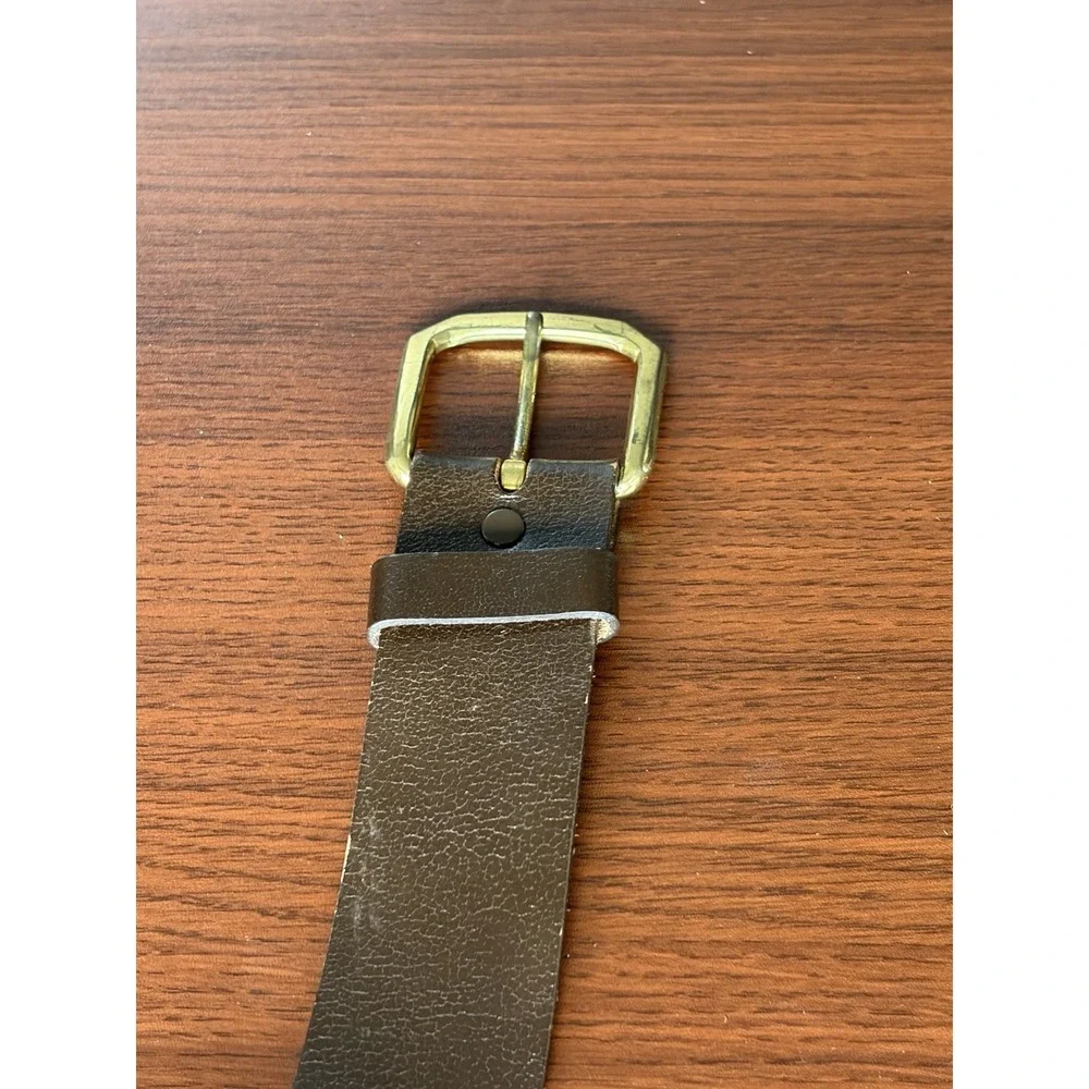 Hickok Belt Makers Brown Leather Belt Gold Tone Buckle Men's 38-40 Cowhide US